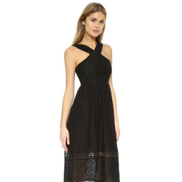 J.O.A Eyelet Lace Cross Strap Midi Dress Party Cocktail Reception Dress Size XS - Picture 3 of 15